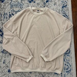 Beige Ribbed Long Sleeve Crewneck